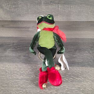 Amscan Green And Red Plush Stuffed Santa FROG Shelf Sitter Hoppin' Santa